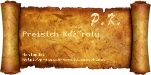 Preisich Károly névjegykártya